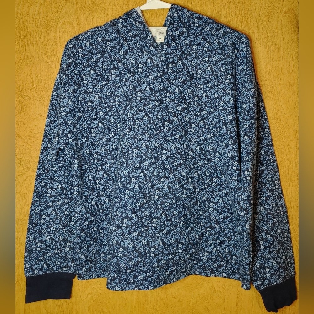 J. Crew Floral Blue Women's Hoodie M